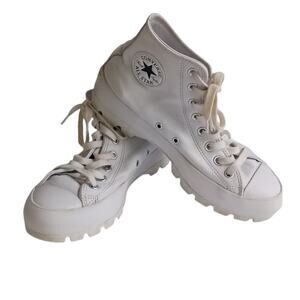 Converse Chuck Taylor  Lug White Leather Hi Top Women's Size 9